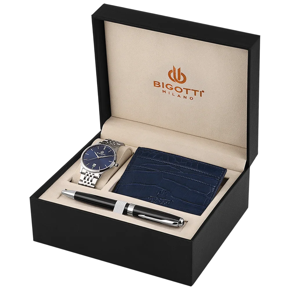 SET BIGOTTI BG.1.10695 - Brojčanik plava, remen srebrna