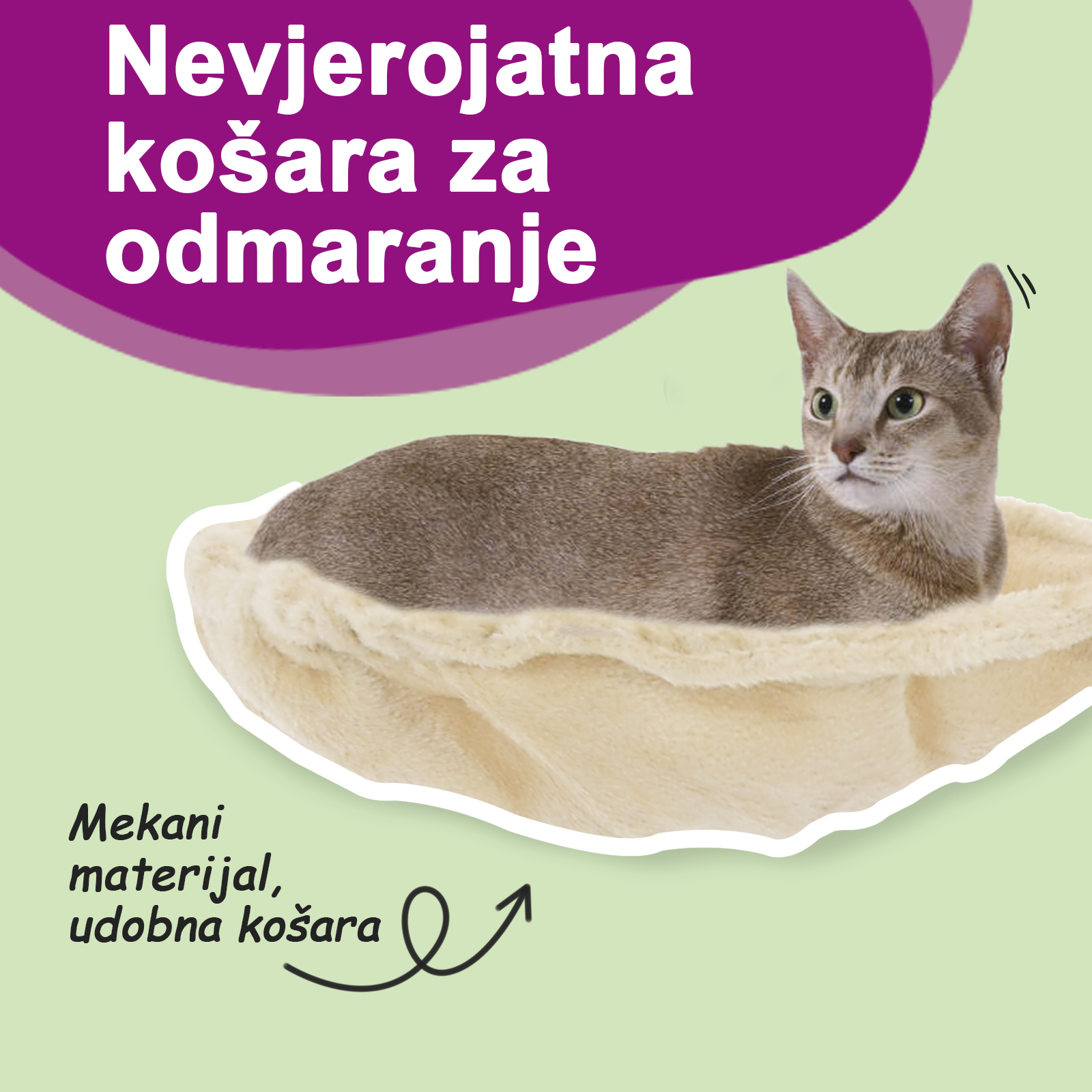 Penjalica za mačke sa stupovima za grebanje krem 104 cm