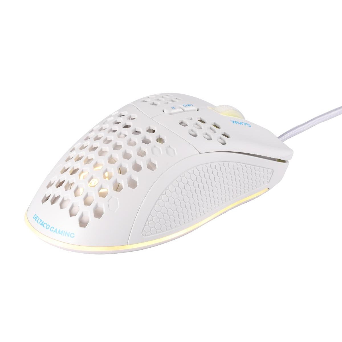 DELTACO GAMING Miš Ultra-Light Gaming , 6400 DPI, RGB, Gumeni side-grip, BIJELI