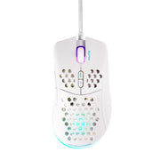 DELTACO GAMING Miš Ultra-Light Gaming , 6400 DPI, RGB, Gumeni side-grip, BIJELI