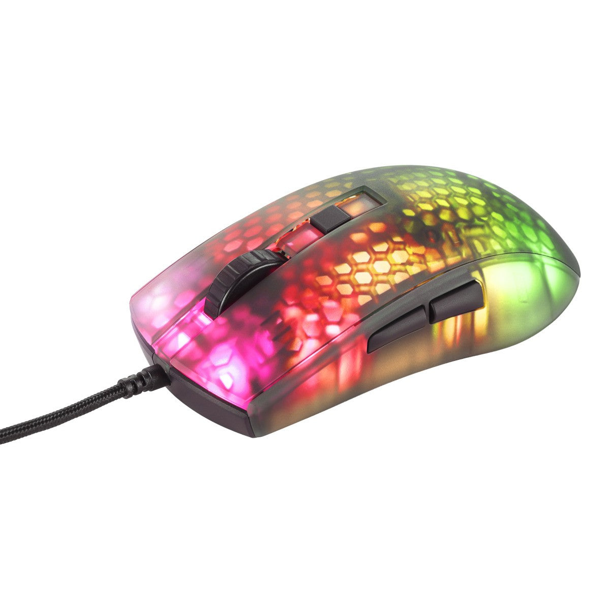 DELTACO GAMING DM310 Semi-Transparent RGB Ultralight Gaming Mouse, black
