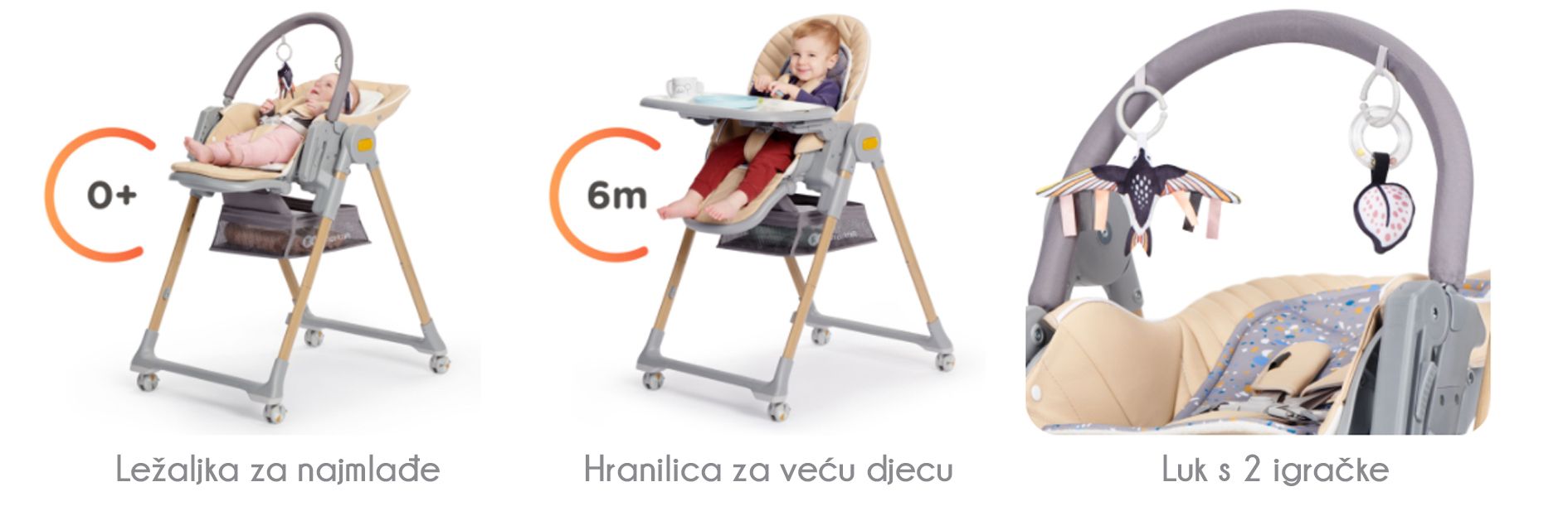 Kinderkraft Hranilica Lastree s drvenim nogama