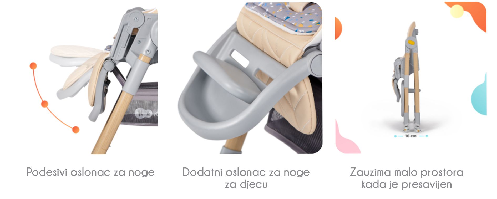 Kinderkraft Hranilica Lastree s drvenim nogama