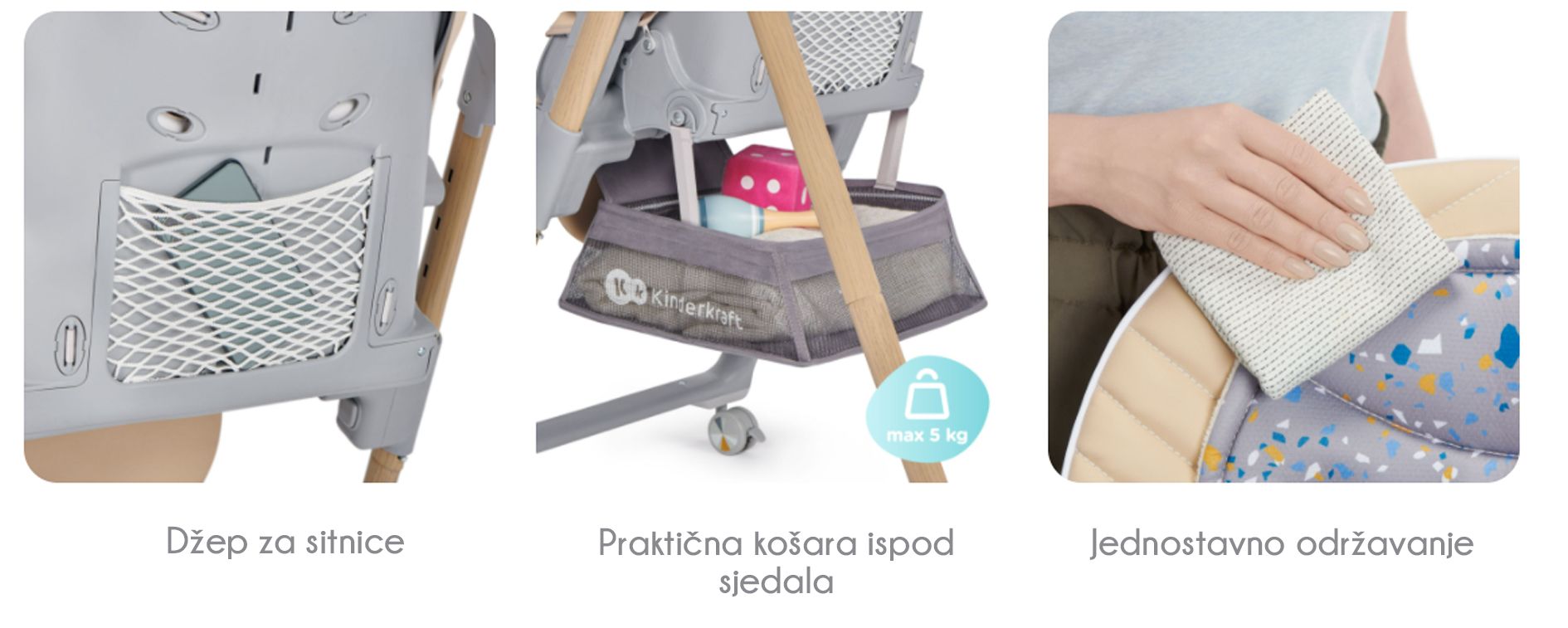 Kinderkraft Hranilica Lastree s drvenim nogama