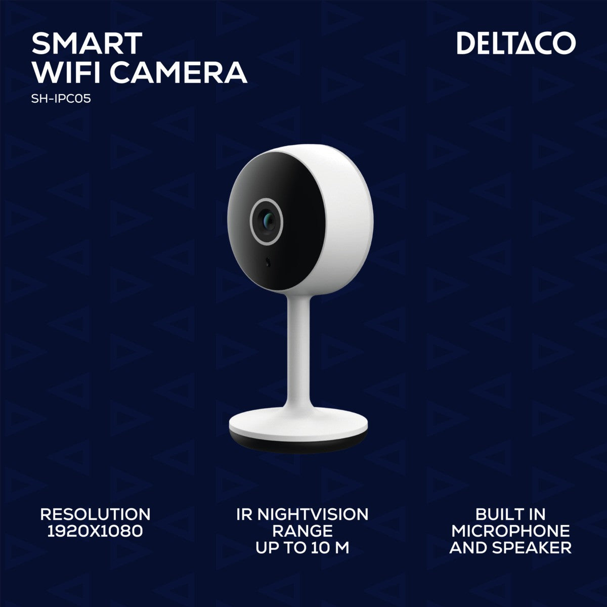 DELTACO SMART HOME WiFi kamera s senzorom kretanja i audiom dvosmjer, 2MP, IR nočni mod, ONVIF