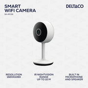DELTACO SMART HOME WiFi kamera s senzorom kretanja i audiom dvosmjer, 2MP, IR nočni mod, ONVIF