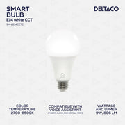 DELTACO SMART HOME LED Žarulja E27 BIJELA