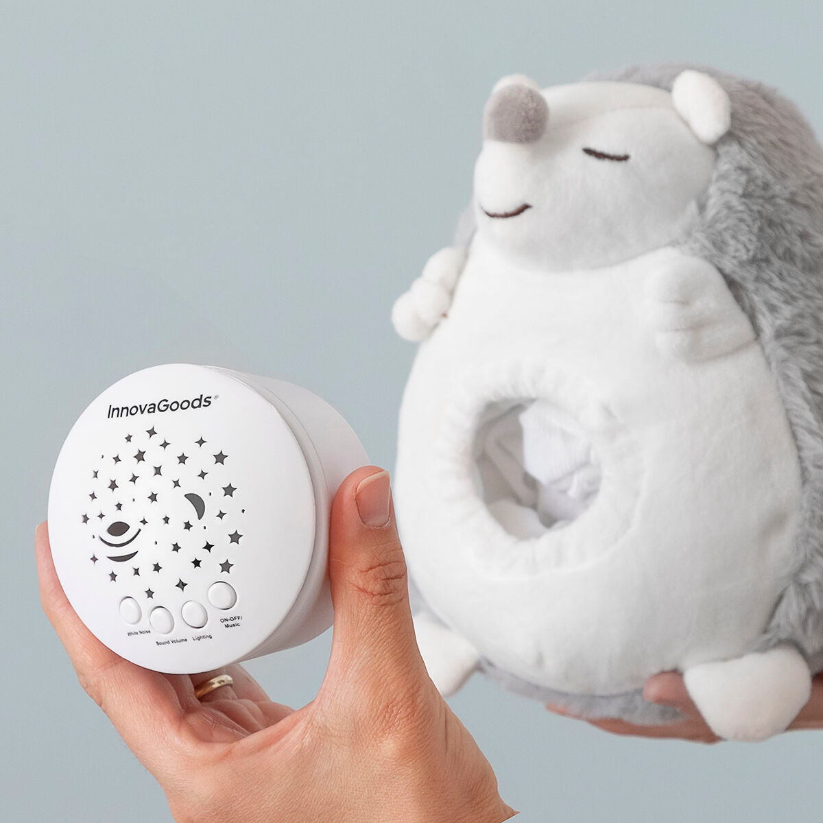 Plišani jež s bijelim šumom i projektorom noćnom svjetiljkom Spikey InnovaGoods