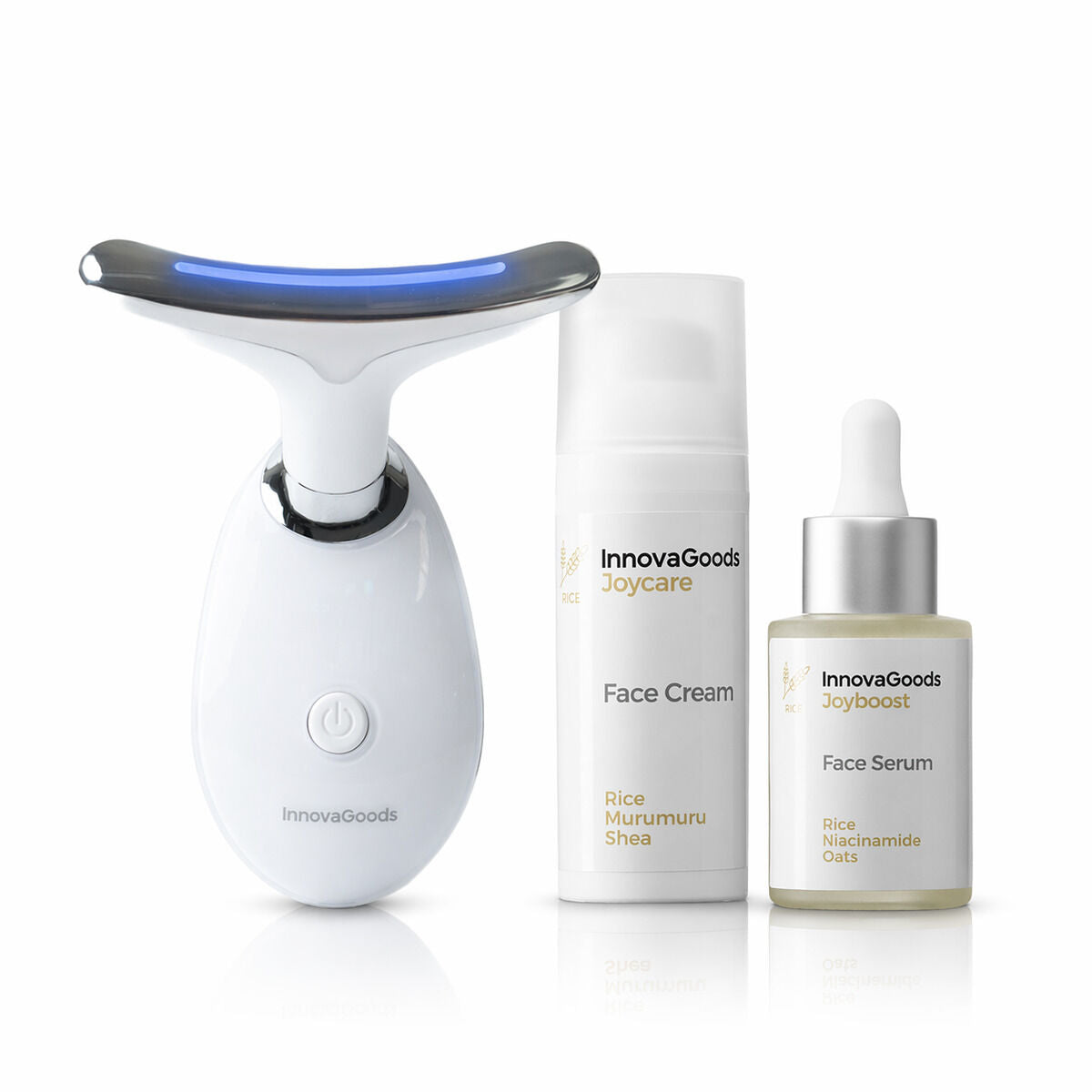 Paket masažer za lice, serum za lice Rice Joyboost 30 ml i krema za lice Rice Joycare 50 ml InnovaGoods