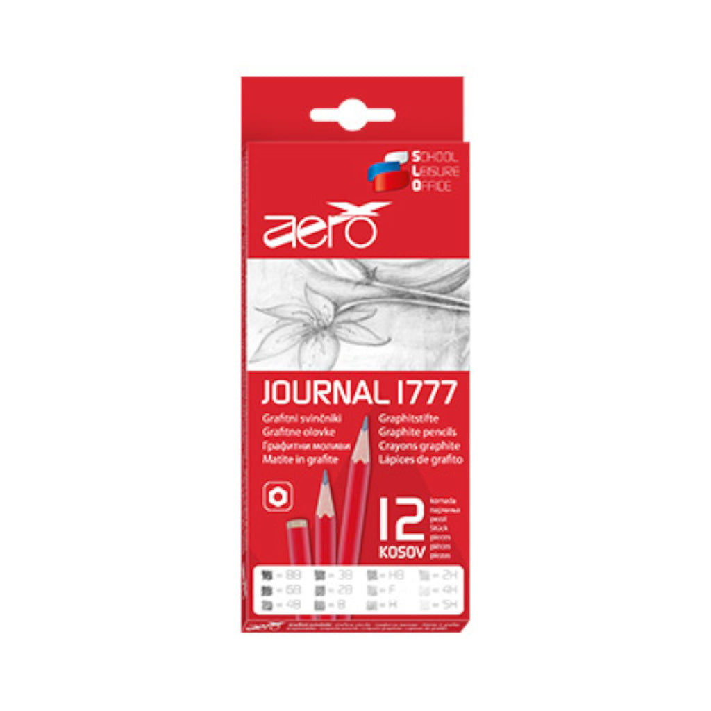 Grafitni svinčnik Aero journal 12 kos (8B-6B-4B-3B-2B-B-HB-F-H-2H-4H-5H)