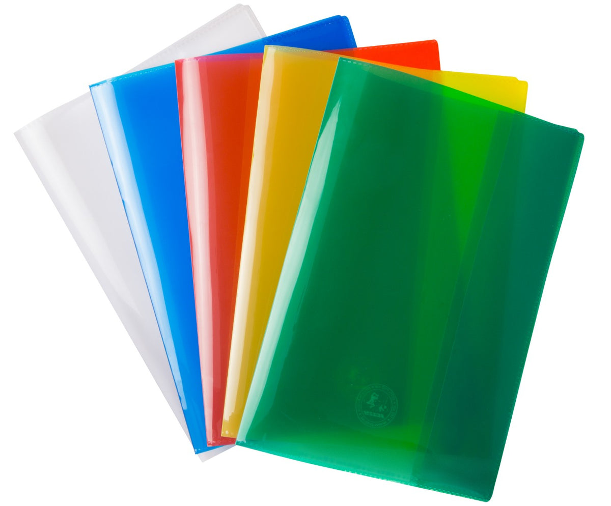 Ovoj za beležnico A5 Jolly, set 5 barv (prosojna, rumena, rdeča, modra, zelena)