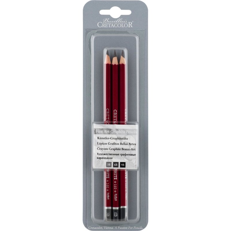 Grafitne olovke Cretacolor CLEOS Fine Art 3B, 6B, 9B na blisteru