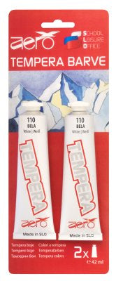 Aero tempera barva 2 x 42ml tubi bela barva, 2 kom blistri