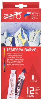 Barva tempera Aero 7,5ml tubice 12 kos v kartonasti škatli