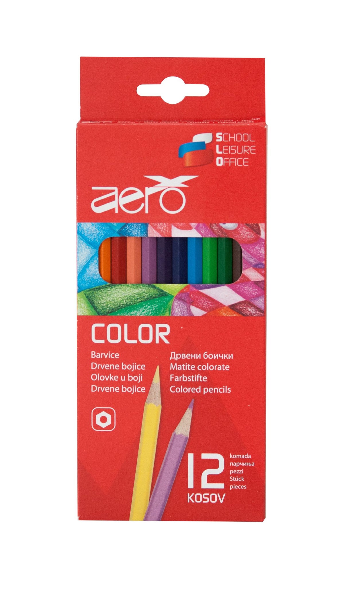 Lesene barvice Aero color, 12 kos v kartonski embalaži