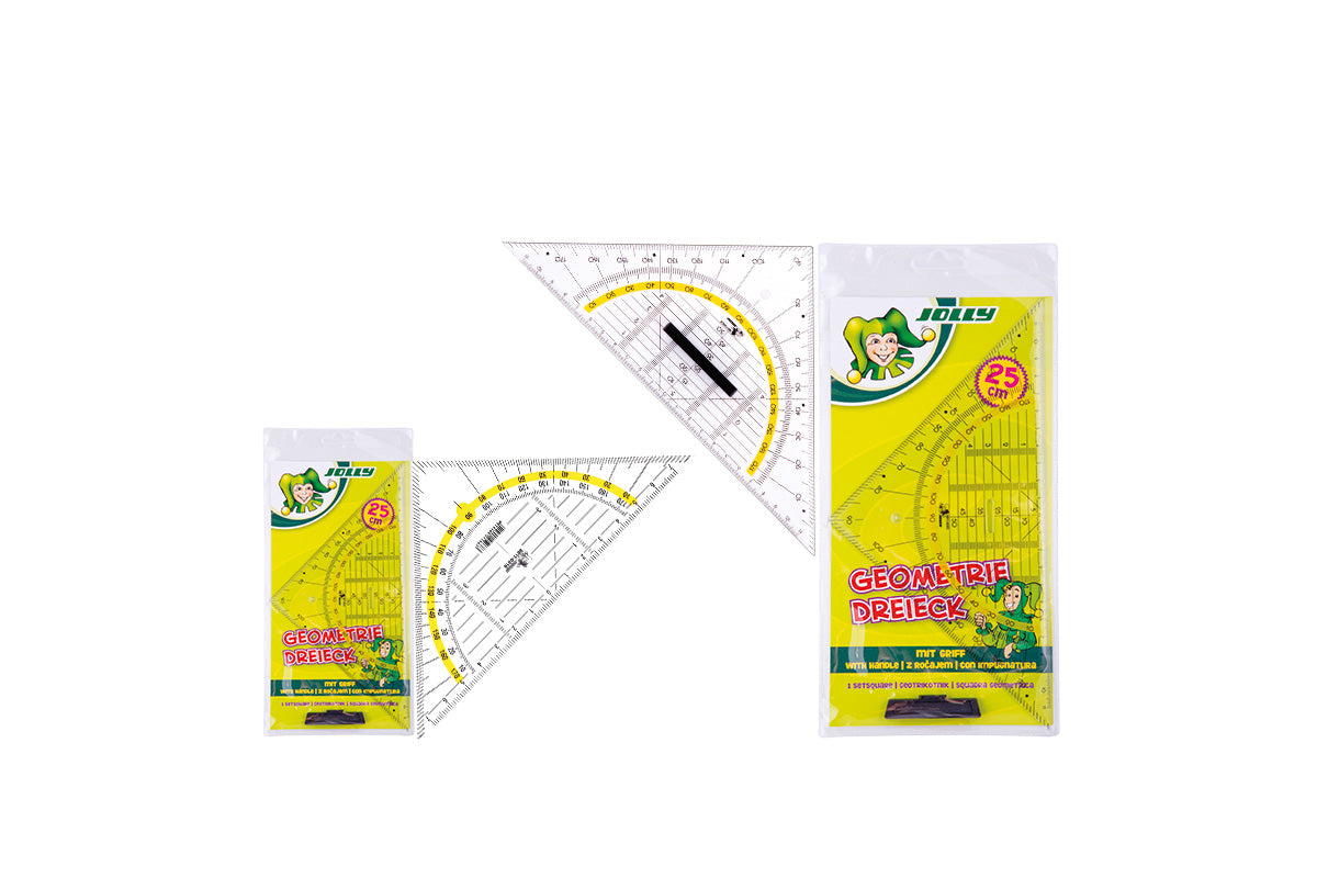 Geometrijski set z ročajem Jolly, 20cm prozoren