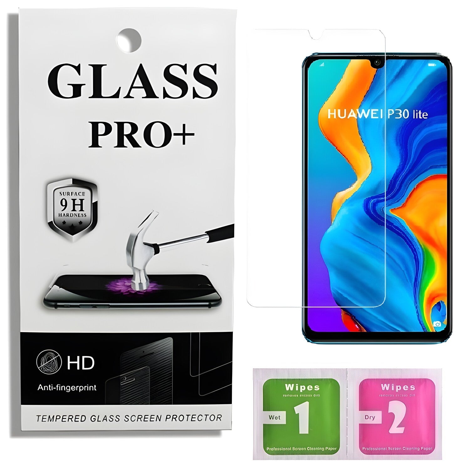 Prémično zaštitno staklo 9D Izmael za Huawei P30 Lite - Prozirna KP23191