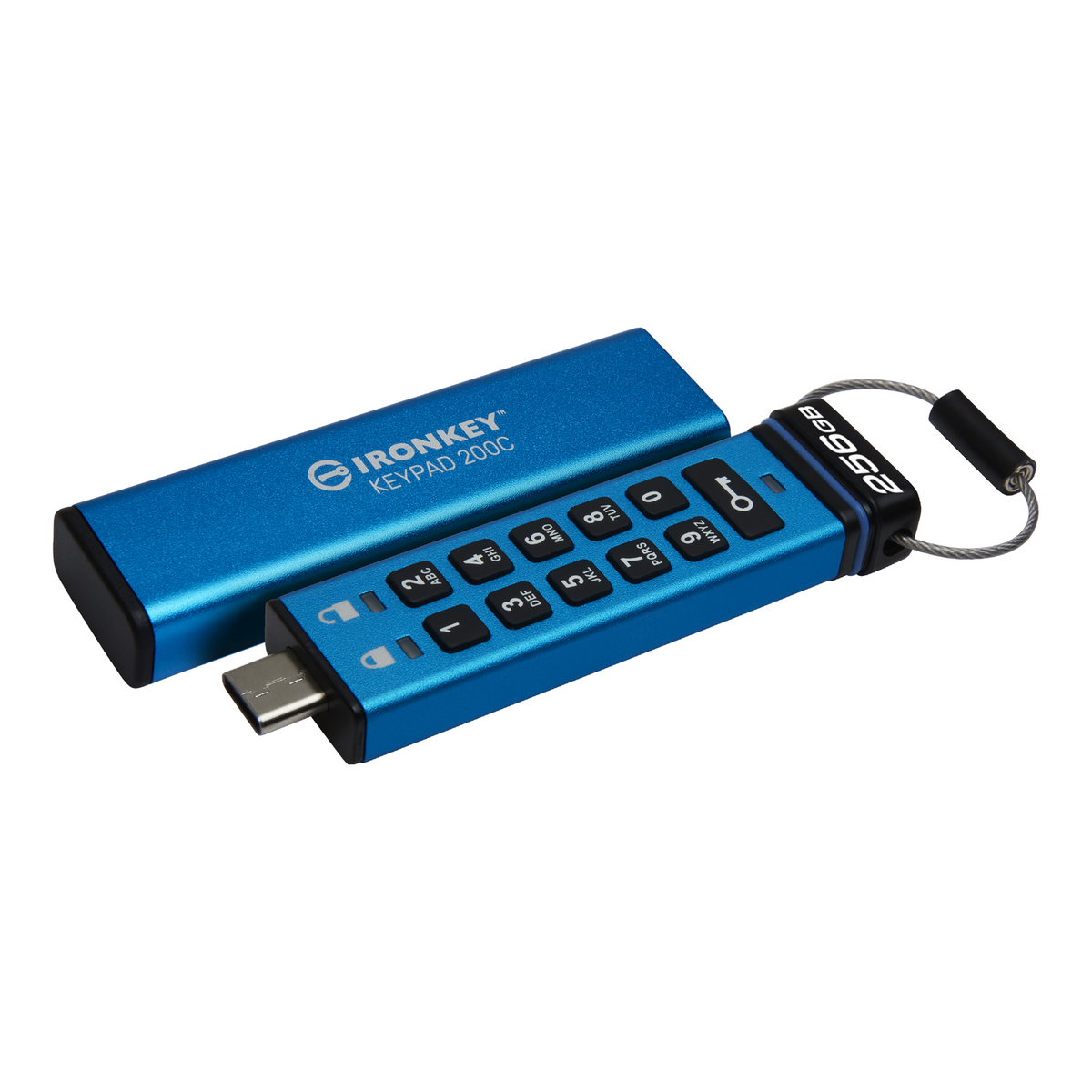Kingston Technology IronKey Keypad 200 USB izbrisivi memorijski pogon 256 GB USB Tip-C 3.2 Gen 1 (3.1 Gen 1) Plavo