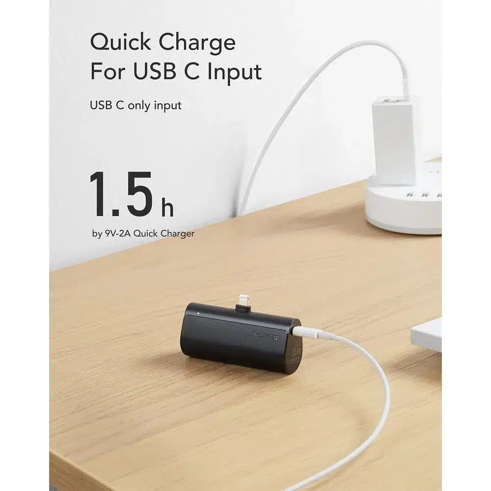 Powerbank VEGER PlugOn - 5000mAh sa ugrađenim konektorom za Lightning 8-pin PD 20W
