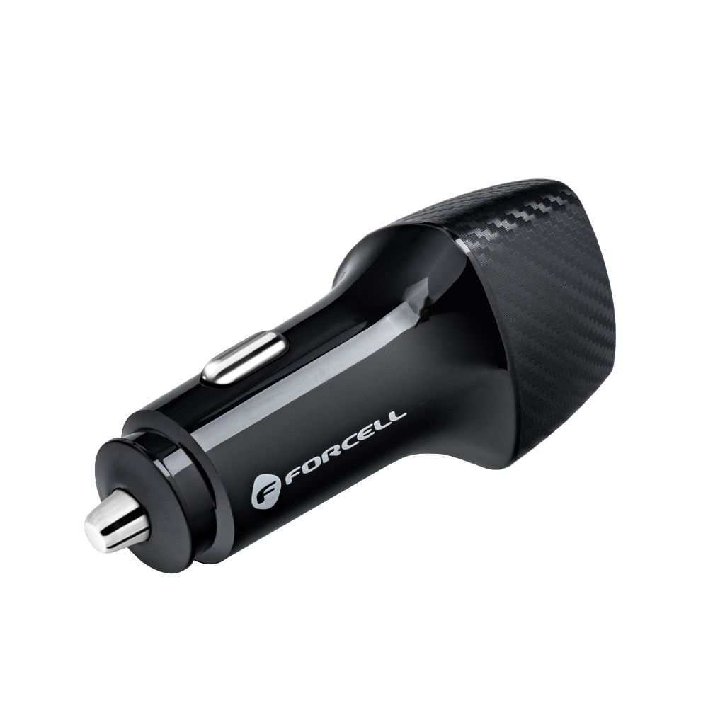 FORCELL CARBON auto punjač USB QC 3.0 18W + USB QC 3.0 18W CC50-2A36W crni (Ukupno 36W)