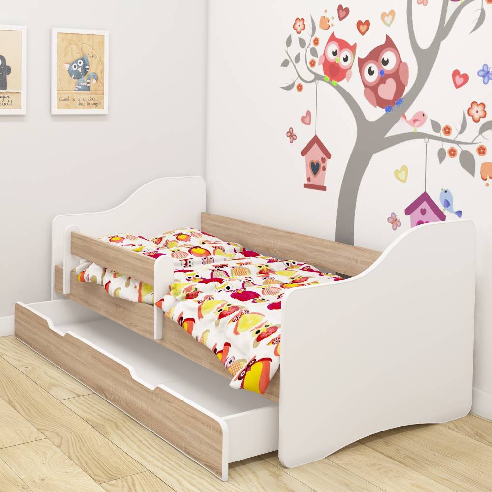 Dječji krevet ACMA III bez motiva, bočna sonoma + ladica 180x80 cm