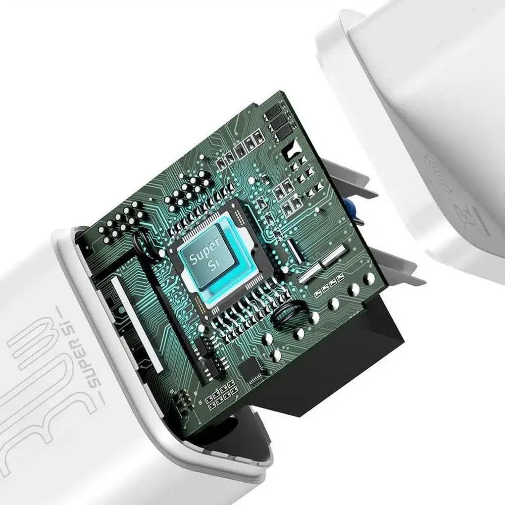 BASEUS zidni punjač Type C Super Si Quick Charger IC PD 30W bijeli CCSUP-J02/CCCJG30CE