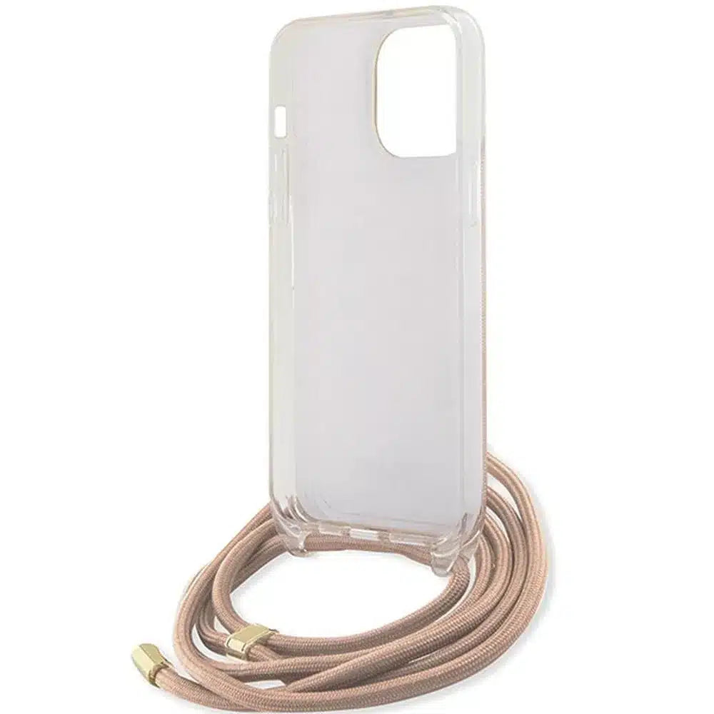 Originalna GUESS Hardcase GUHCP15SHC4SEP torbica za iPhone 15/14/13 (Crossbody Cord 4G Print / pink)