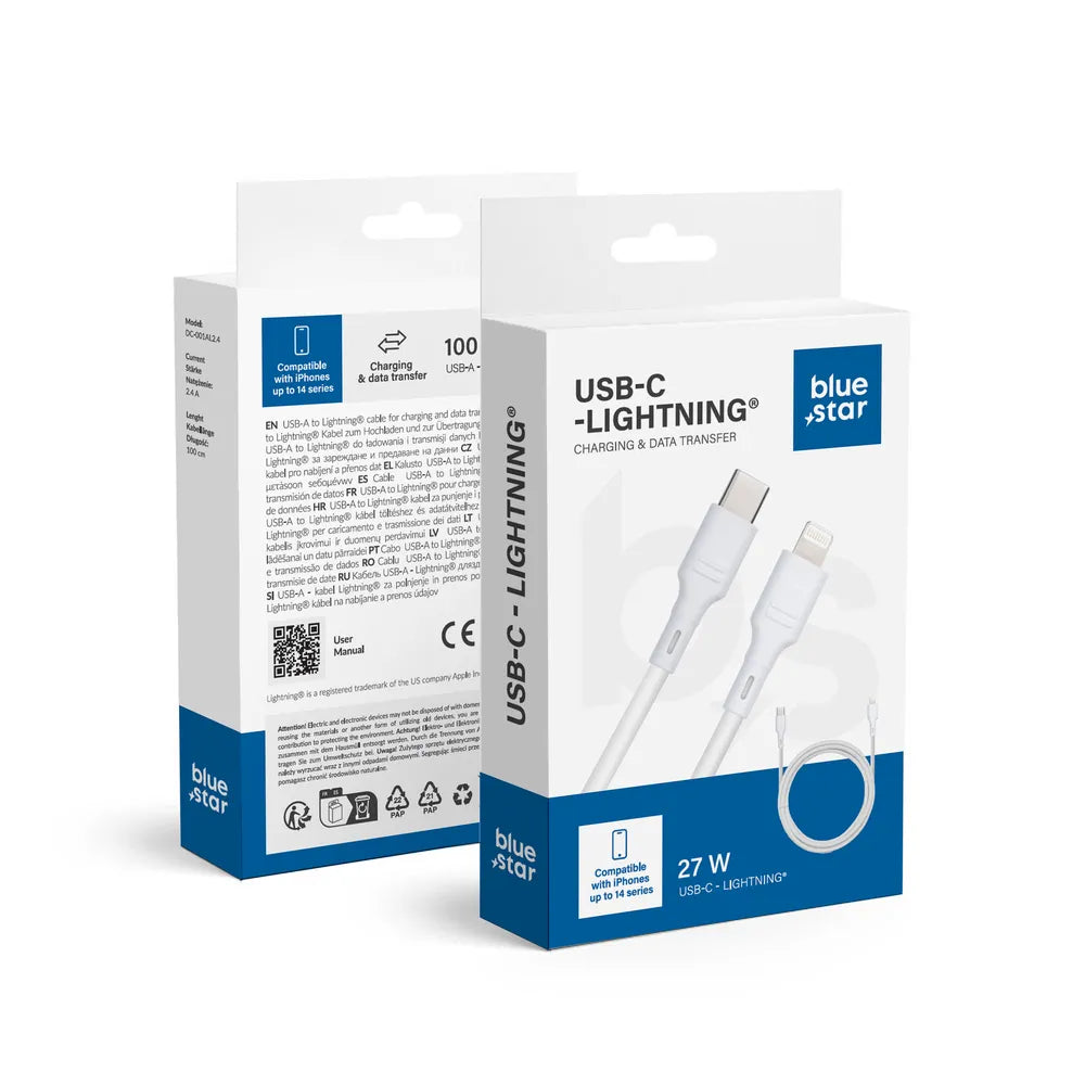 BLUE STAR kabel 2.4A 27W Type-C na Lightning DC-001CL2.4 1m bijeli