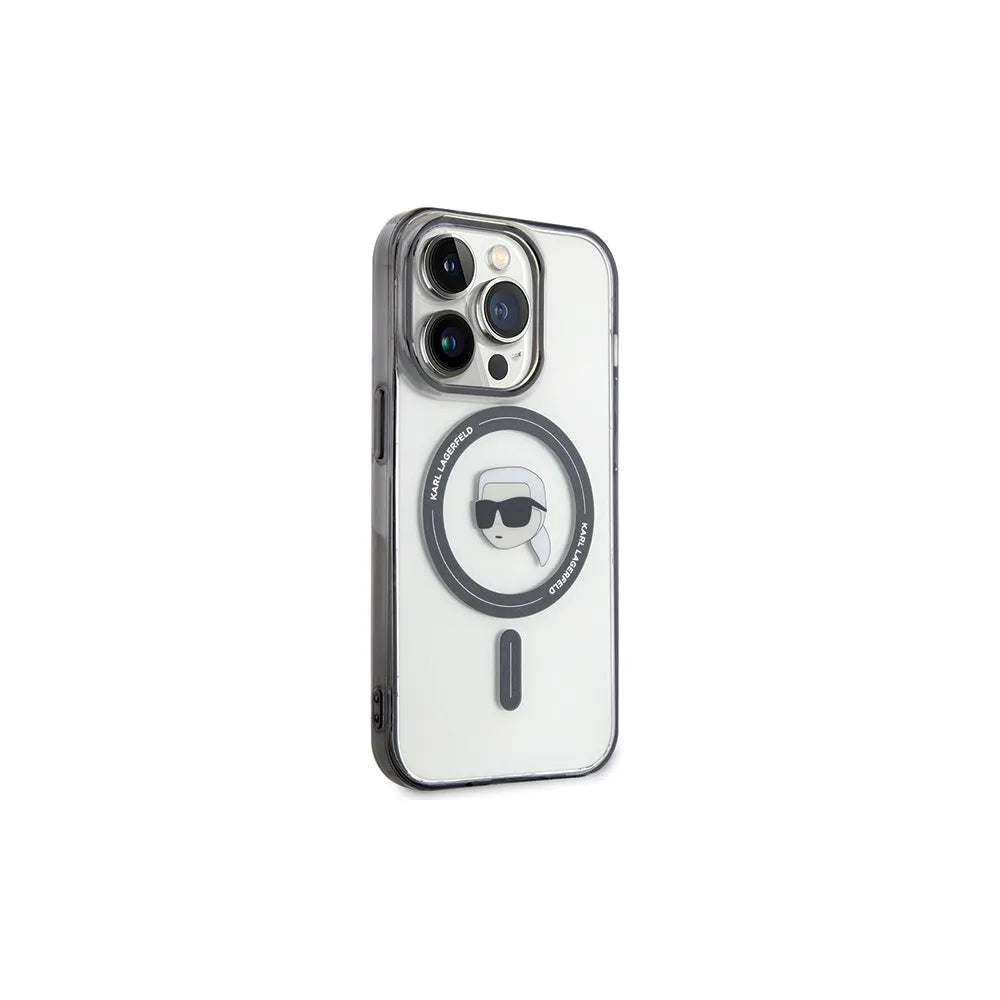 Originalna KARL LAGERFELD Hardcase KLHMP15LHKHNOTK maska za iPhone 15 PRO (Karl Head + MAG / prozirna)
