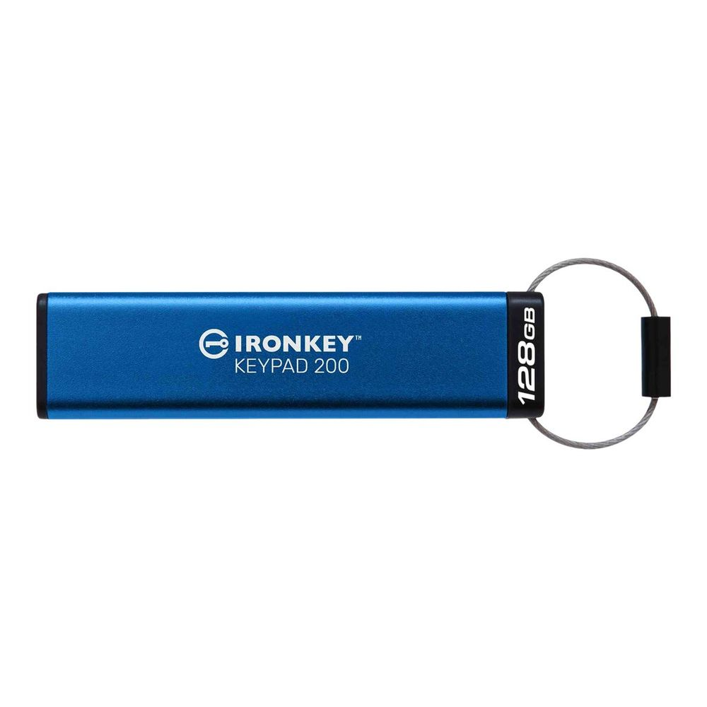 Kingston Technology IronKey Keypad 200 USB izbrisivi memorijski pogon 128 GB USB Tip-A 3.2 Gen 1 (3.1 Gen 1) Plavo