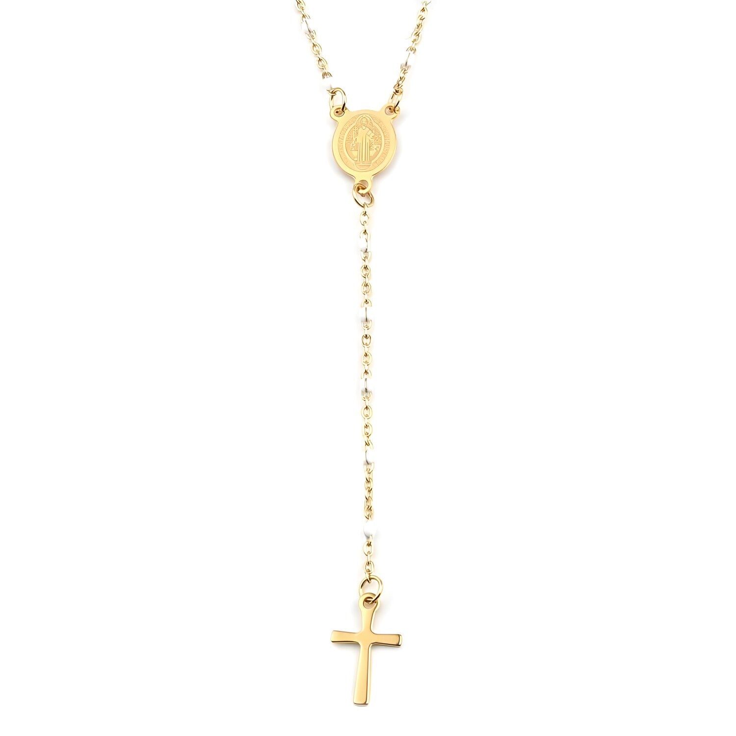 Ogrlica Classical Cross - Zlatna / Bijela KP29911