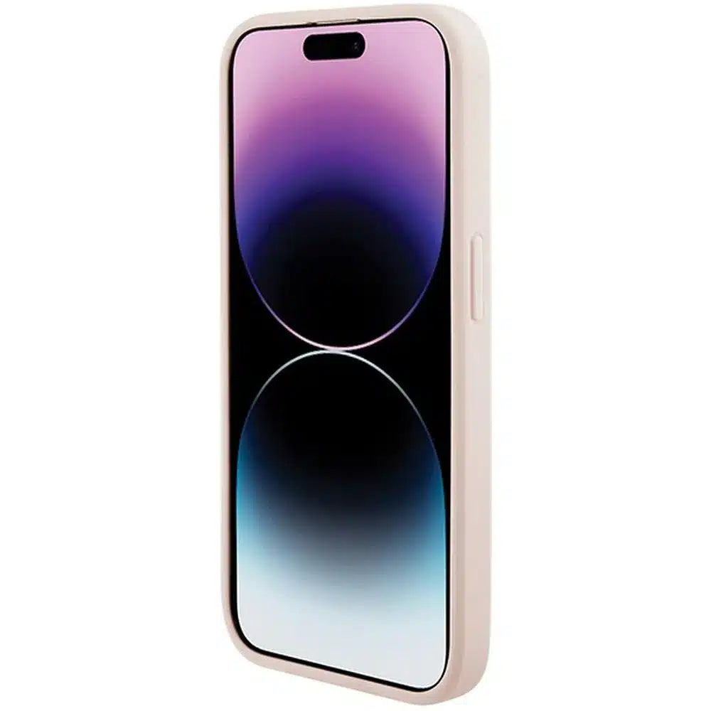 Originalna torbica KARL LAGERFELD Hardcase KLHCP15LPQKPMP za iPhone 15 Pro (prošiveni uzorak / roza)