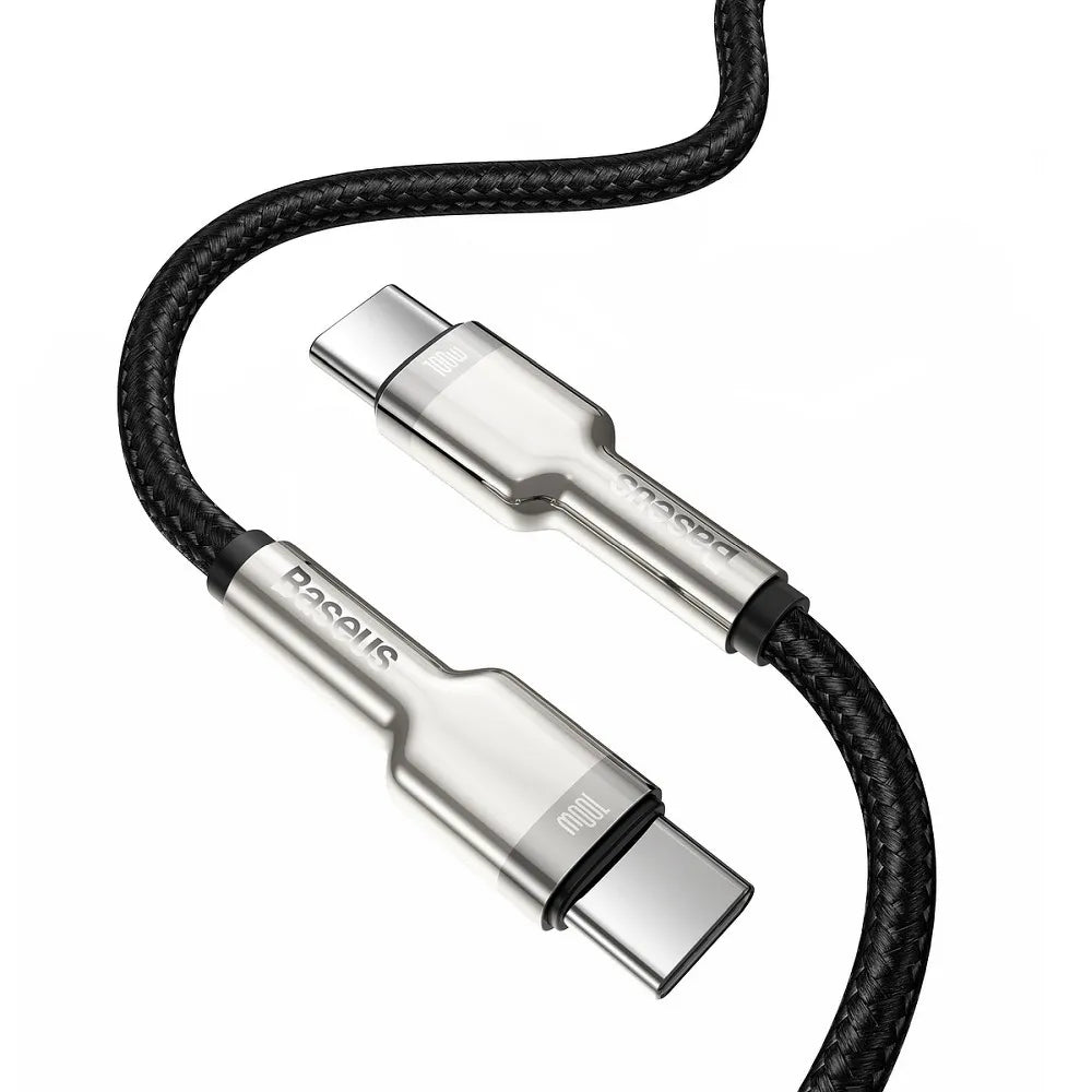 BASEUS kabel tipa C do tipa C PD100W Power Delivery Cafule metalni kabel 1 metar crni