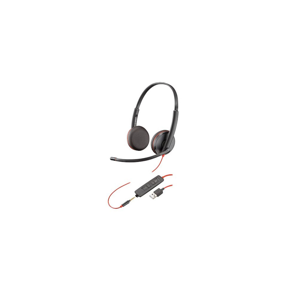 HP Poly Blackwire 3225 Stereo USB-A Headset (Bulk) Žičano Obruč za glavu Ured / pozivni centar USB Tip-A Crno