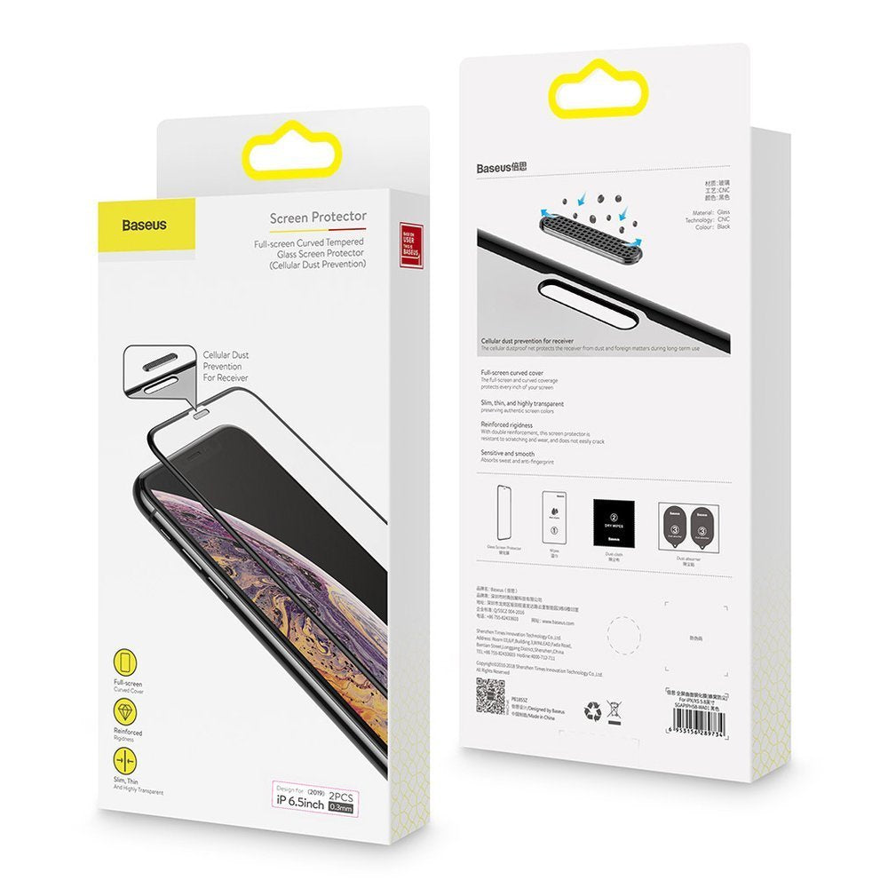 Baseus 2 kom zakrivljeno kaljeno staklo s okvirom za iPhone 11 Pro Max / iPhone XS Max