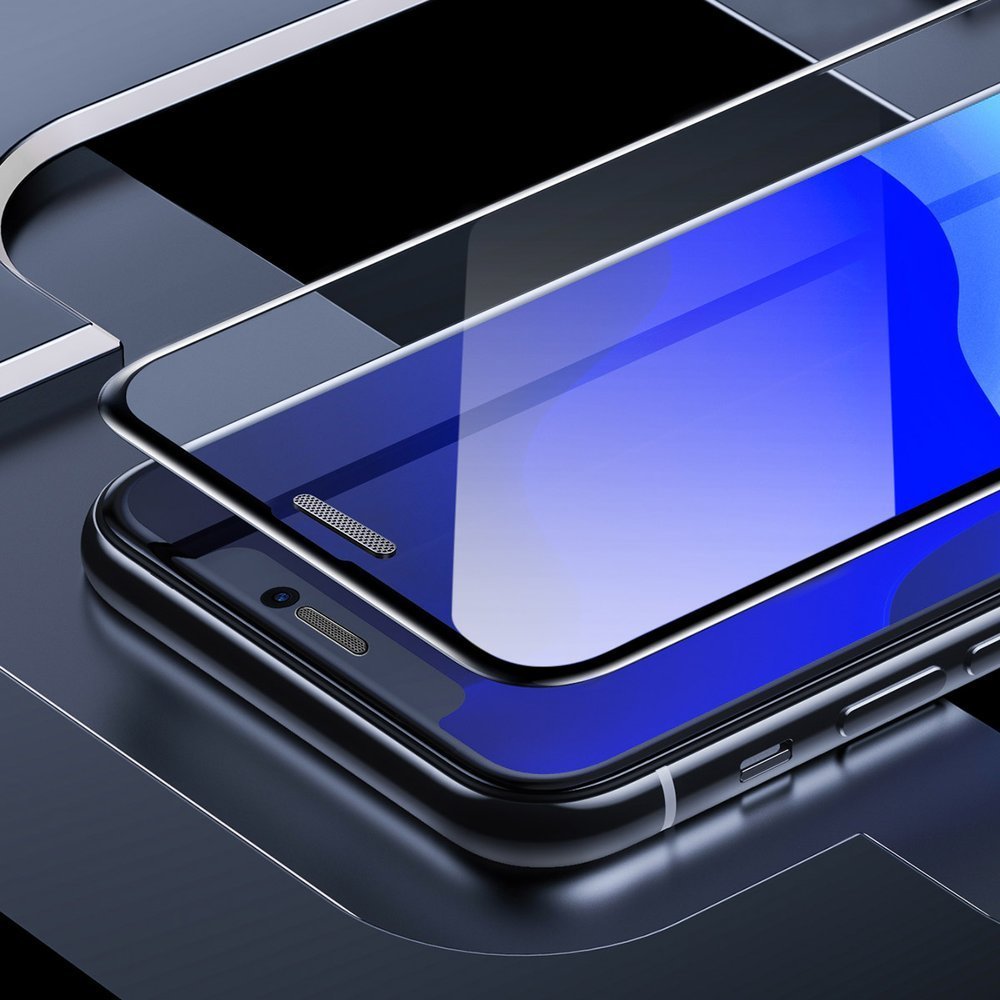 Baseus 2 kom zakrivljeno kaljeno staklo s okvirom za iPhone 11 Pro Max / iPhone XS Max