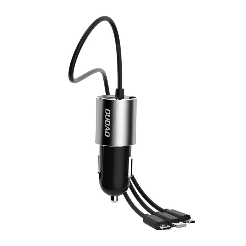 Dudao auto punjač 3,4 A sa ugrađenim 3u1 USB kabelom