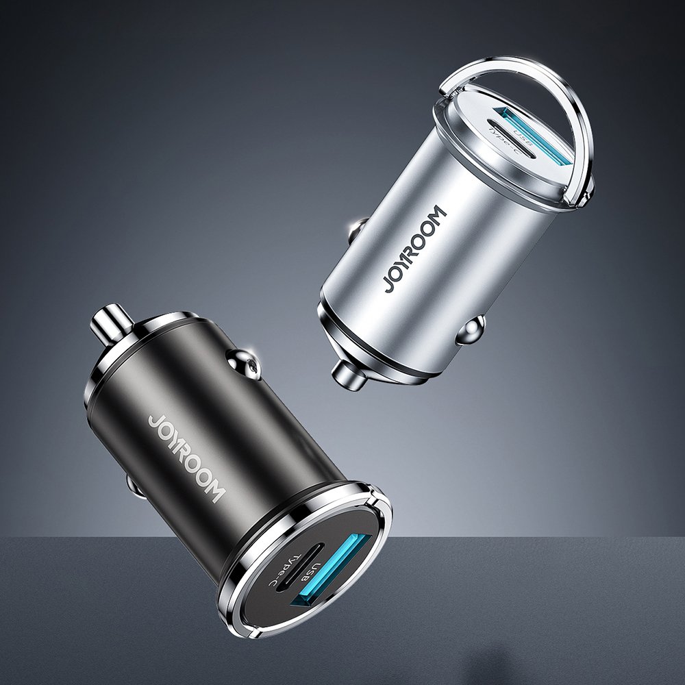 Joyroom mini dual port USB Type C / USB 20 W 5 A punjač za automobil Power Delivery Quick Charge 3.0 AFC SCP
