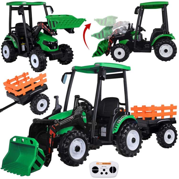 Traktor bager AKU s prikolicom zeleni