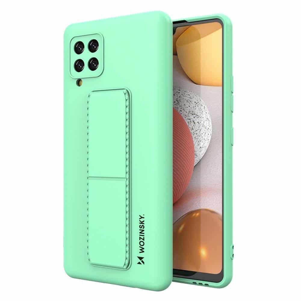 Wozinsky Kickstand Case fleksibilna silikonska maska sa postoljem Samsung Galaxy A42 5G mint