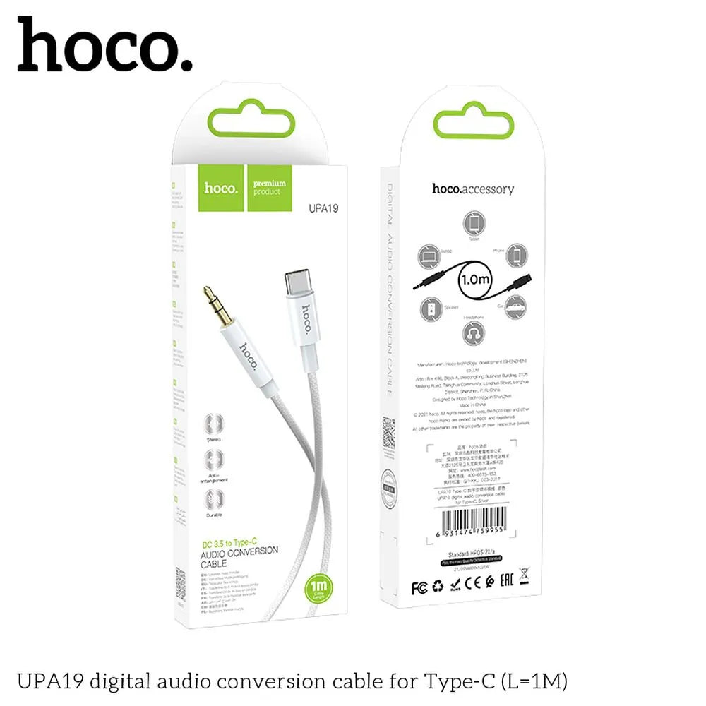 HOCO AUX Audio Jack kabel 3,5 mm na Type-C UPA19 1 m srebrni