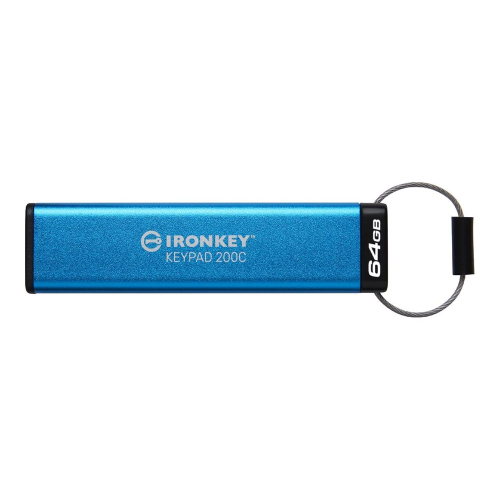 Kingston Technology IronKey Keypad 200 USB izbrisivi memorijski pogon 64 GB USB Tip-C 3.2 Gen 1 (3.1 Gen 1) Plavo