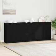 Kreveta 3 pcs Crni hrast 180 x 30 x 70 cm Konstruirano drvo