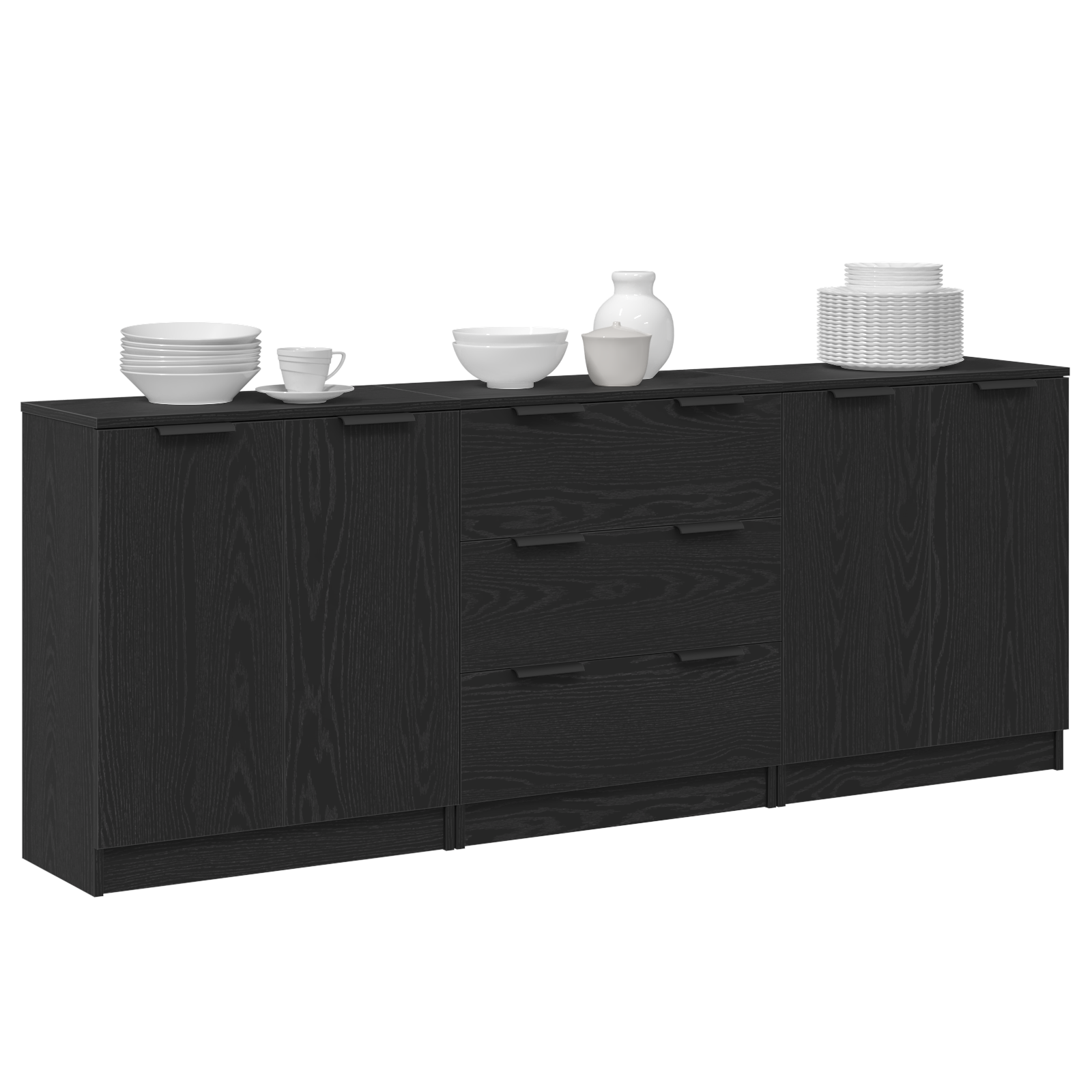 Kreveta 3 pcs Crni hrast 180 x 30 x 70 cm Konstruirano drvo