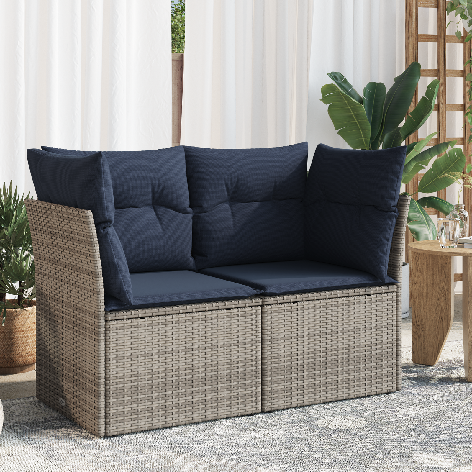 | Vrtni kauč | s jastukom Siva 124 x 62 x 69cm poliratan