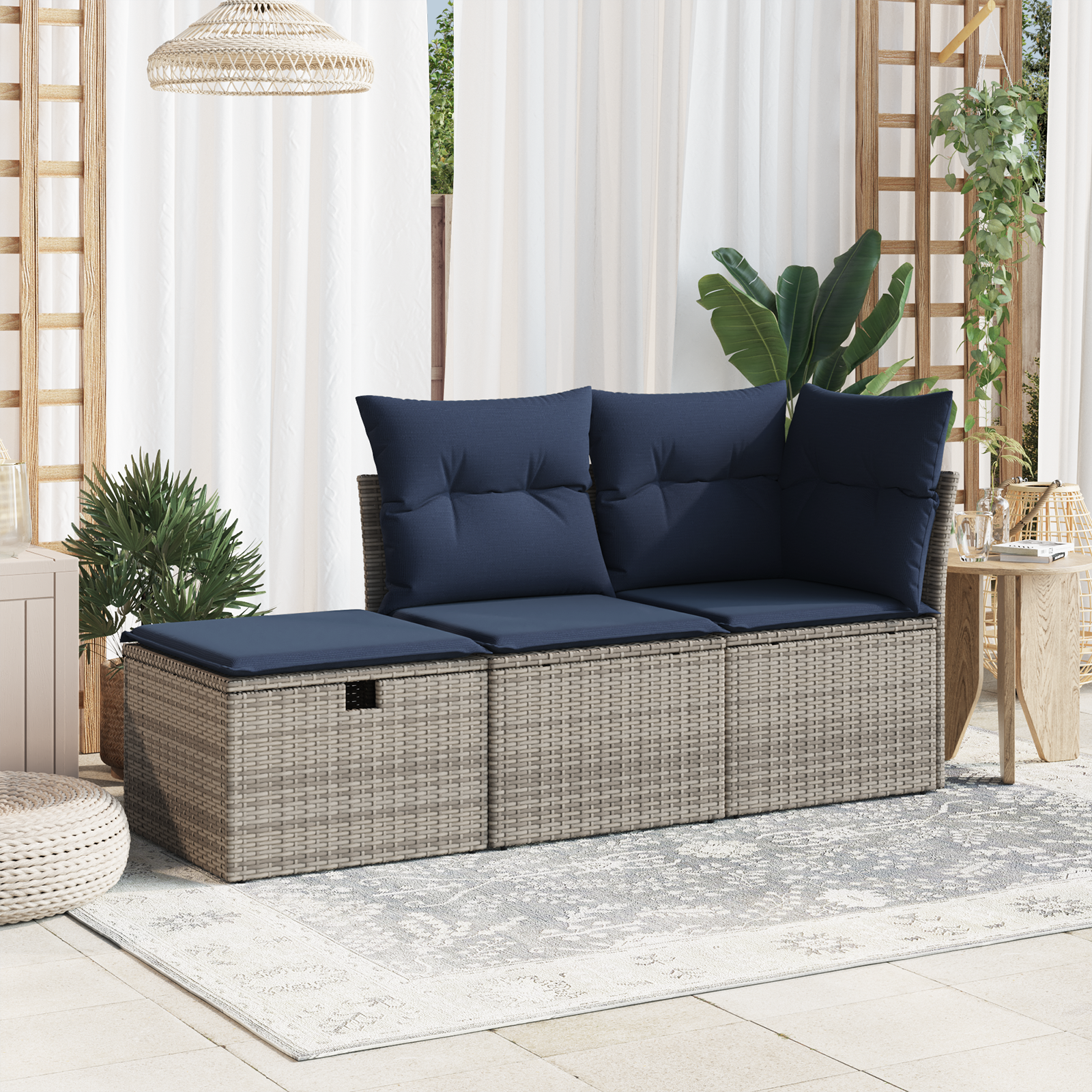 Vrtna stolica s jastukom Siva 55 x 55 x 37 cm poliratan