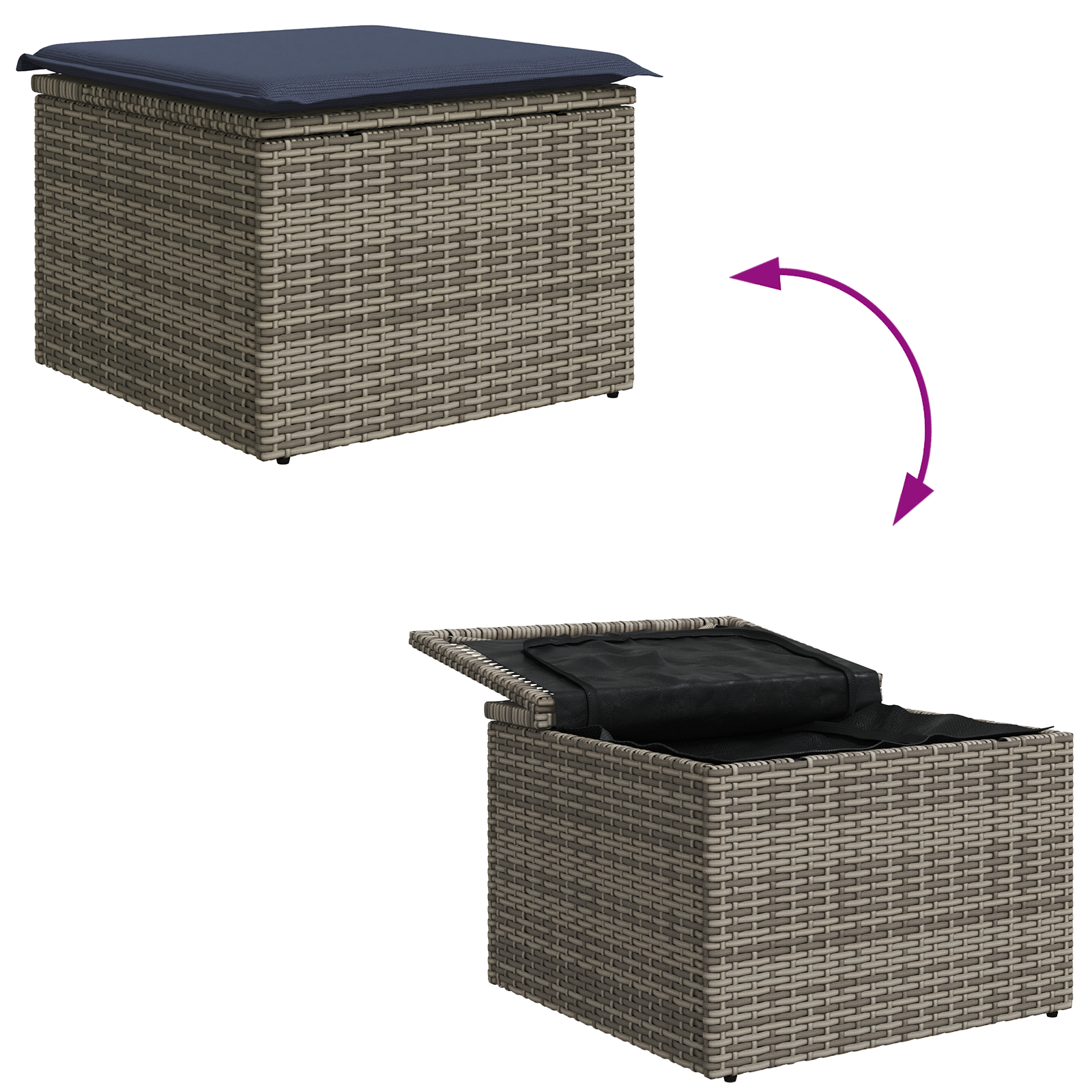 Vrtna stolica s jastukom Siva 55 x 55 x 37 cm poliratan