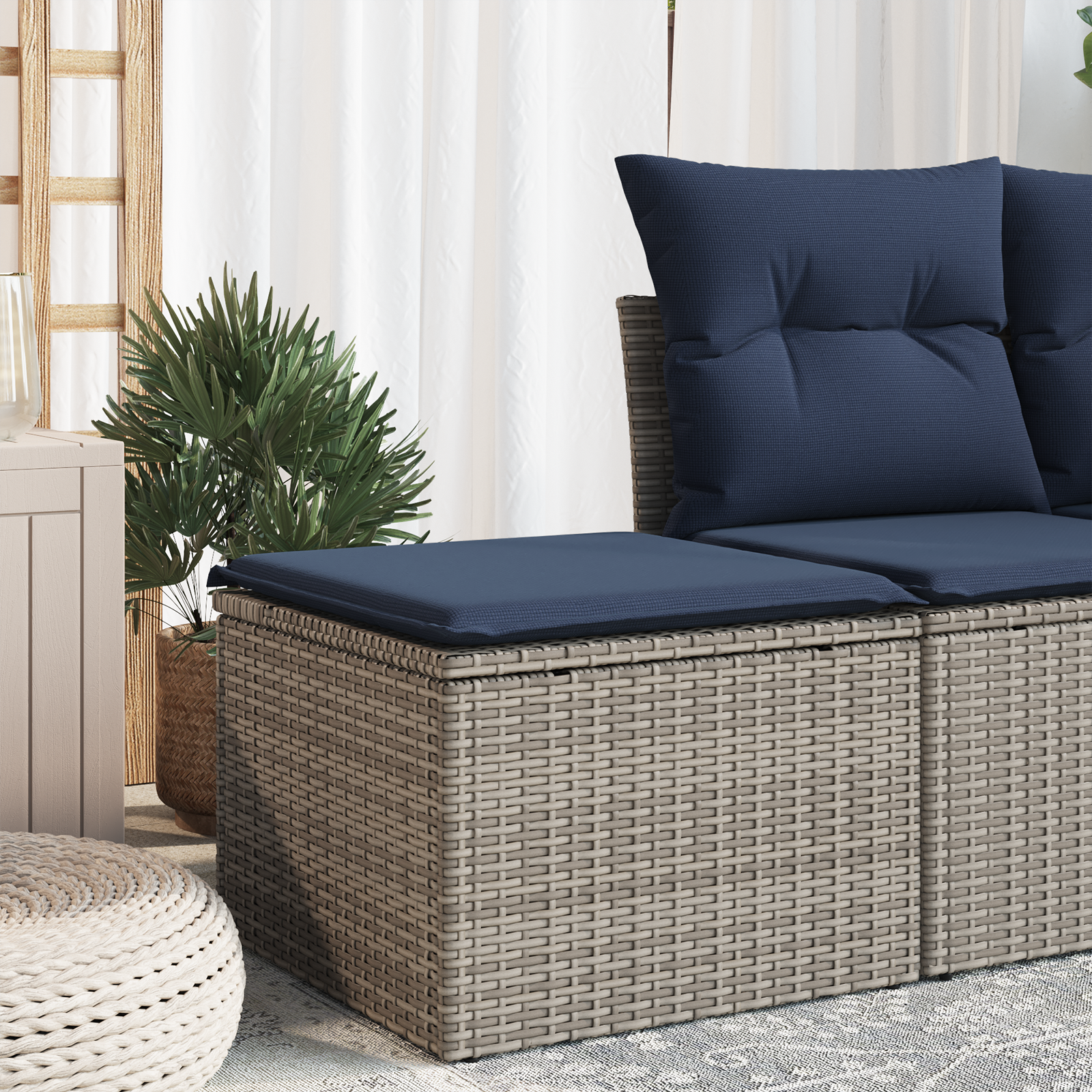 Vrtna stolica s jastukom Siva 55 x 55 x 37 cm poliratan