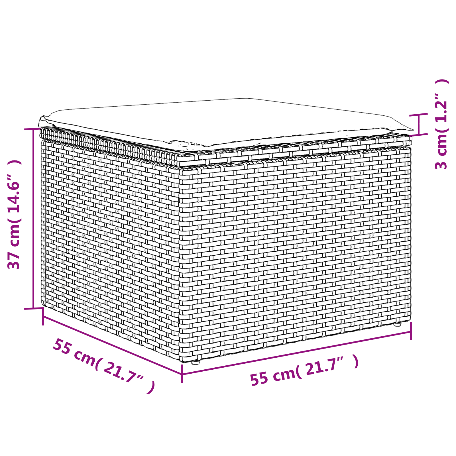 Vrtna stolica s jastukom Siva 55 x 55 x 37 cm poliratan