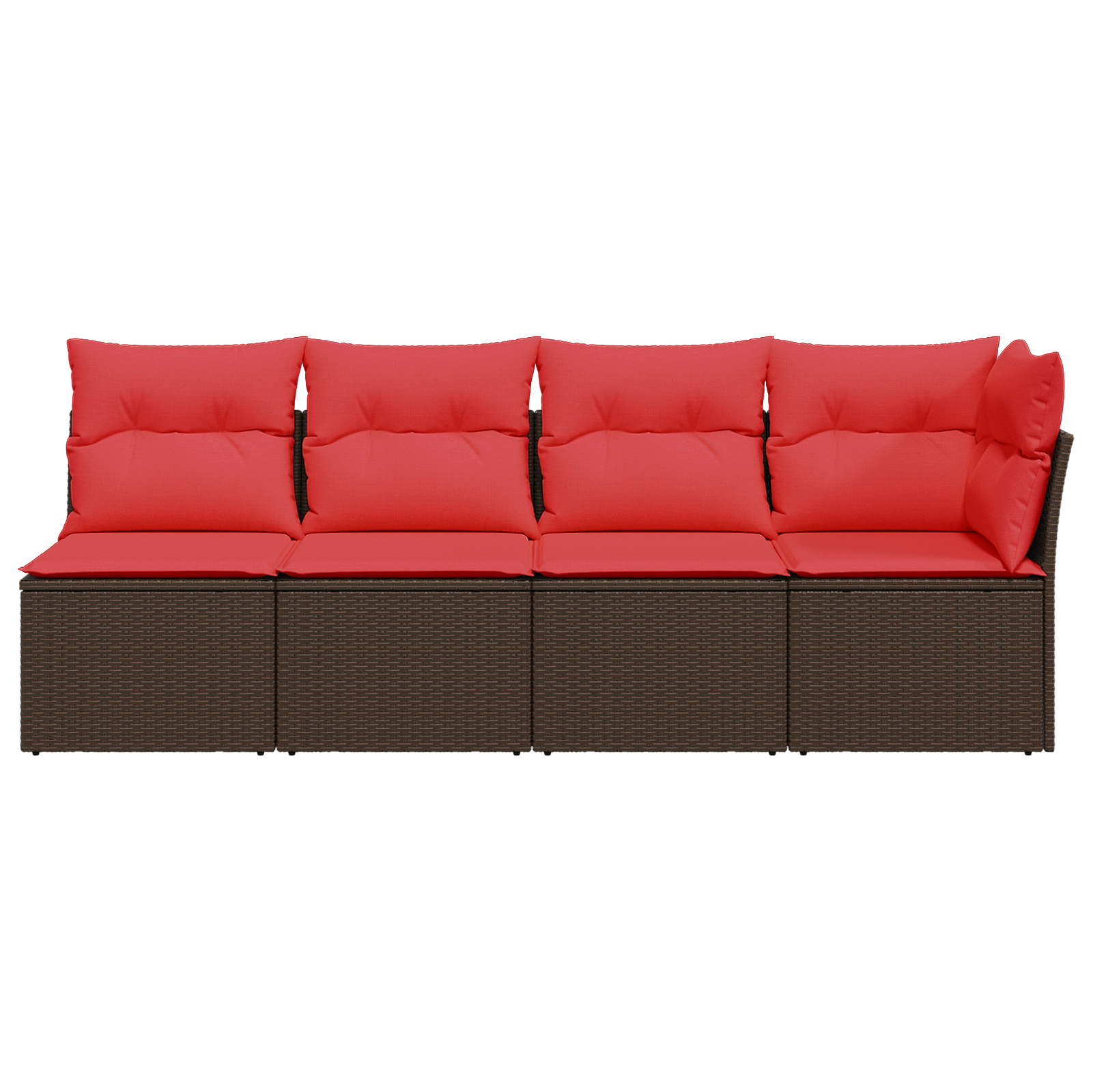 Vrtna sofa s jastucima za 4 osobe, smeđa, poliratan